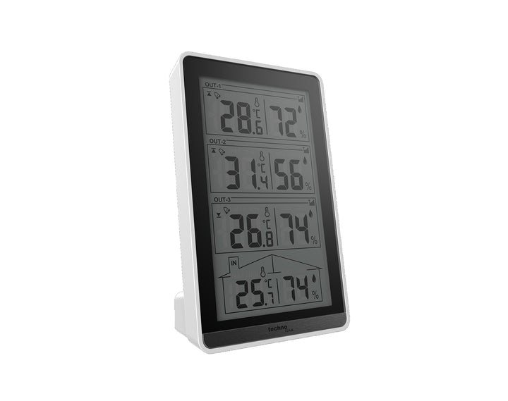 Technoline WS 7060 Temperaturstation, inkl. 3 Sensoren, weiss/schwarz, 8.2 x 4.1 x 13.4 cm, 8.2x4.1x