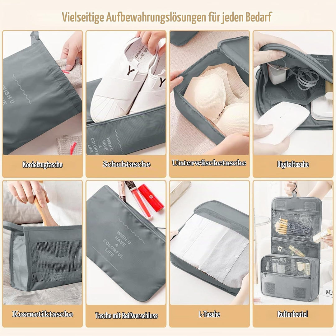 13 Stück Koffer Organizer Set, Packing Cubes, Wasserdichte Kofferorganizer für Urlaub und Reisen, Tr