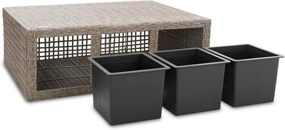Casaria® Blumenkasten 3 Innentöpfe Polyrattan Herausnehmbar Wasserablauf Outdoor Rechteckig Pflanzka