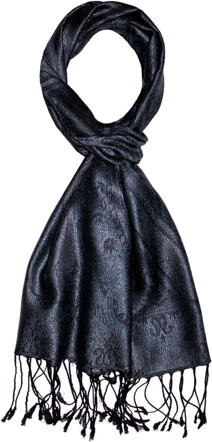 Lorenzo Cana - Damen Seidenschal Schal 100% Seide jacquard gewebt harmonische Farben mit Fransen 35