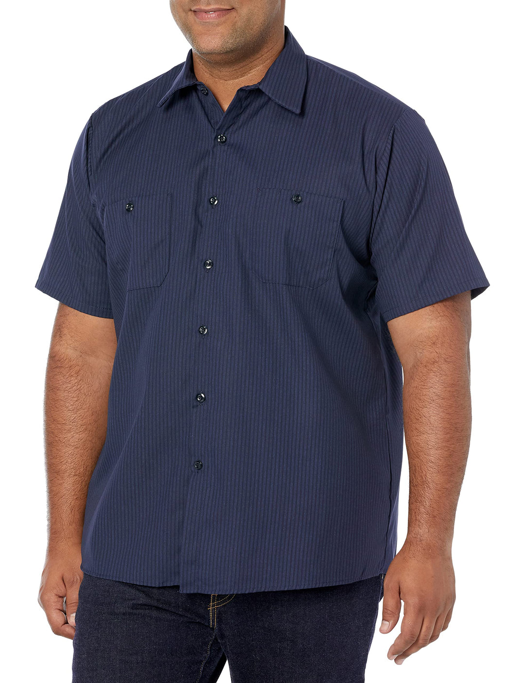 Red Kap Herren Men's Durastripe Performance Tech Work Shirt, Short Sleeve Button-Down-Arbeitshemd S