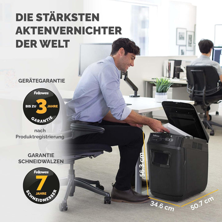 Fellowes Autofeed Aktenvernichter Automax™ 200C, 4 x 38 mm Partikelschnitt (P-4), 200 Blatt, für 1-3