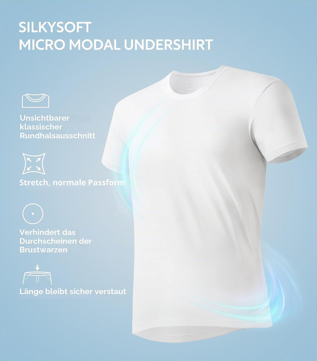 DAVID ARCHY Herren Unterhemden Business aus Micro Modal Tshirt Herren,3er Pack S Rundhalsausschnitt-
