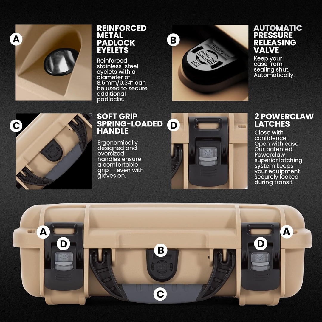 Nanuk 909 Wasserdichter Hartschalenkoffer Mit Plüschschaumeinlage - Braun Tan Würfelförmiger Schaums