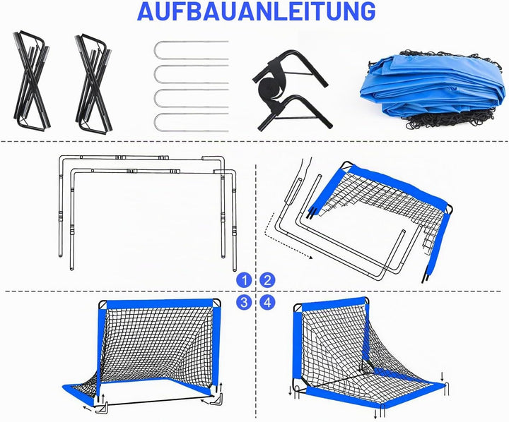 Fussballtore für Garten Kinder 2er Set: Pop-Up Fussballtor Kinder mit Agility-Leiter - Fussball Trai