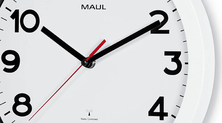 Maul Wanduhr MAULstep Ø 30 cm | Funkuhr mit automatischer Zeiteinstellung | ideal für Wohnzimmer, Sc