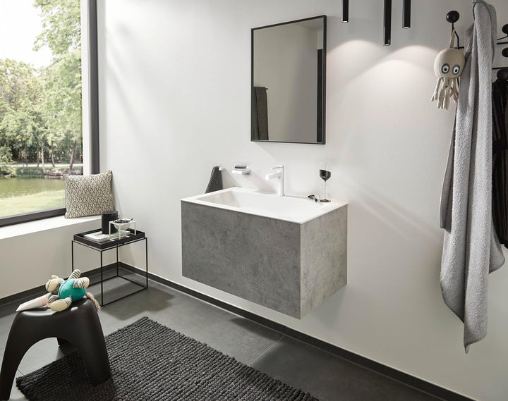 hansgrohe Waschtischarmatur Finoris, Wasserhahn Bad mit Auslauf Höhe 110 mm, mit Push-Open Ablaufgar