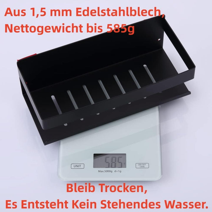 Duschablage ohne Bohren Matt Schwarz, Duschregal Wandmontage Edelstahl SUS304 Rostfreier Duschkorb B