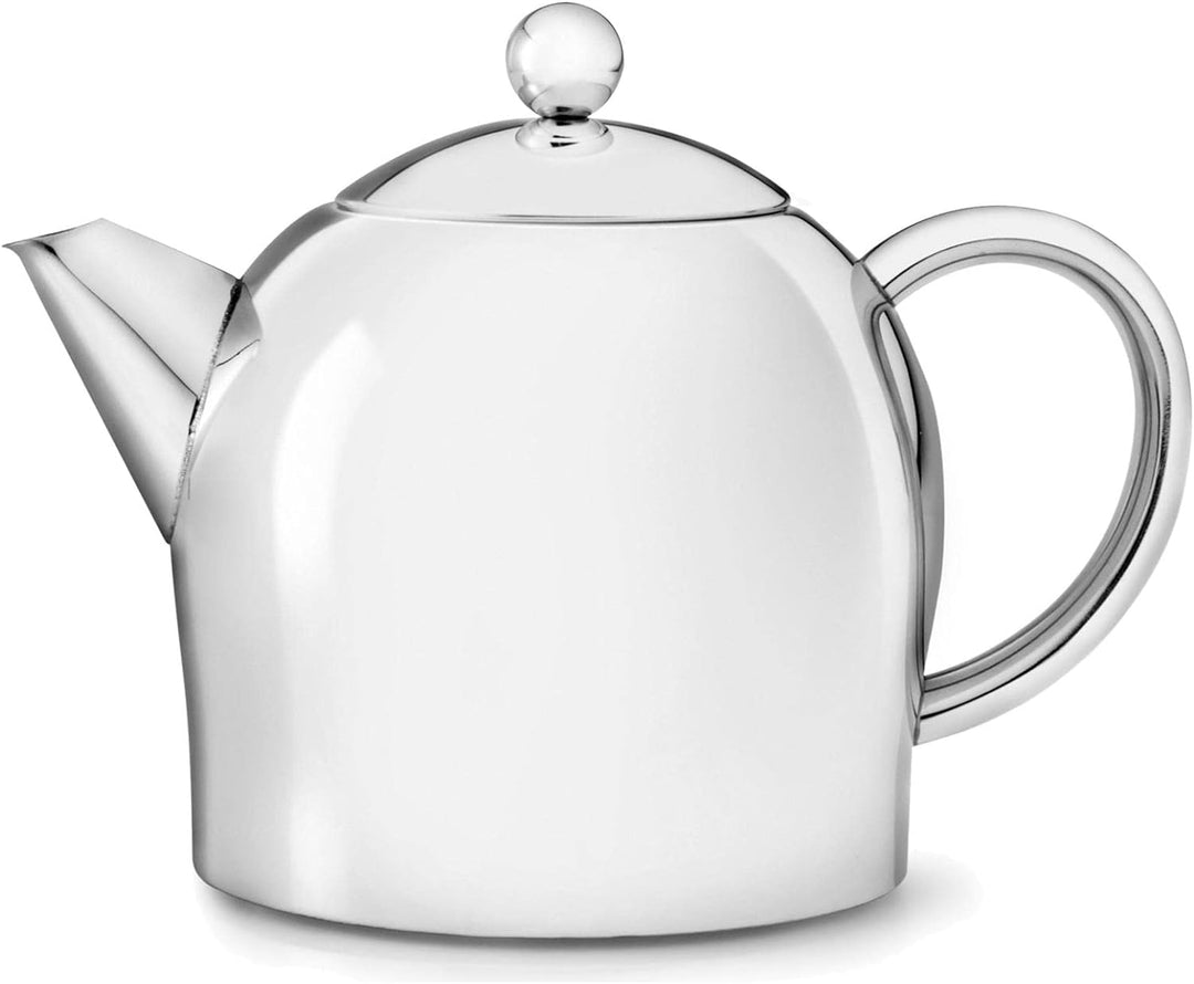 Teekanne Set 0.5 Liter - Edelstahl glänzend doppelwandig - Kleiner Teebereiter mit Tee-Filter-Sieb-A