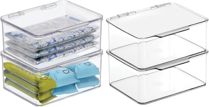 mDesign 4er-Set Küchen Organizer mit Deckel – kleine Vorratsdosen für Küchenregal und Vorratskammer