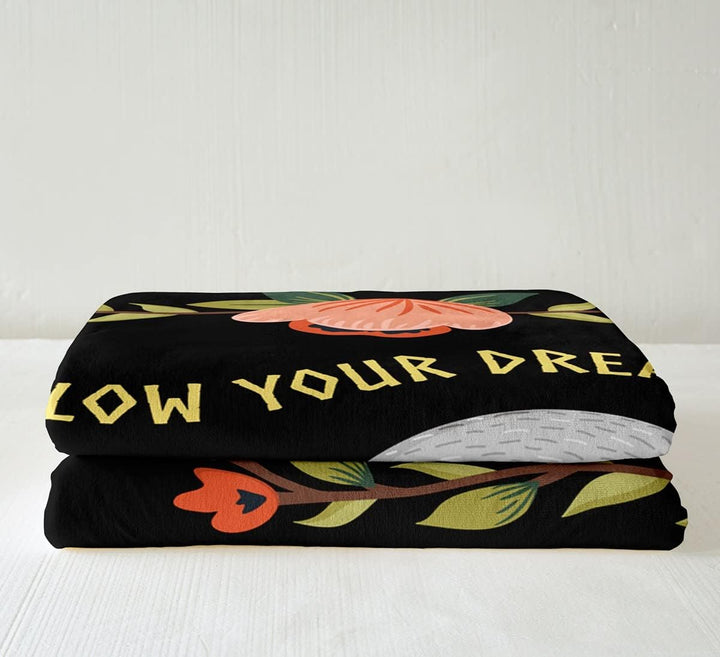 Loussiesd Faultier 150x200cm Kuscheldecke Kinder Faultier Tiere Wohndecke Tropische Blumen Blätter F