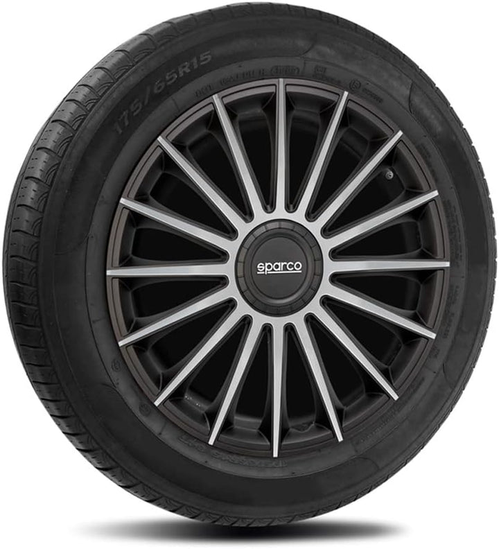 Satz Sparco Radzierblenden Torino 13-Zoll Schwarz/Silber