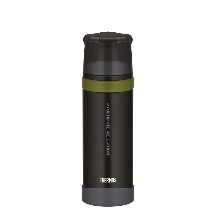 THERMOS MOUNTAIN BEVERAGE BOTTLE 0,75l, black, Thermosflasche Edelstahl mit Trinkbecher, 24 h heiss