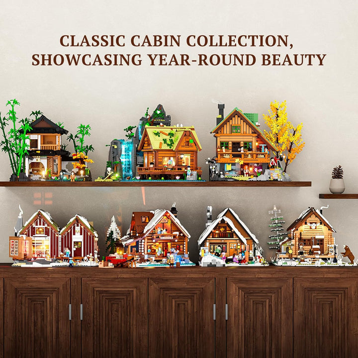 Lumibricks Aurora Cabin mit LED– 2425 Teile Holzhaus Bausatz mit Nordlicht-Projektion, Innovatives A