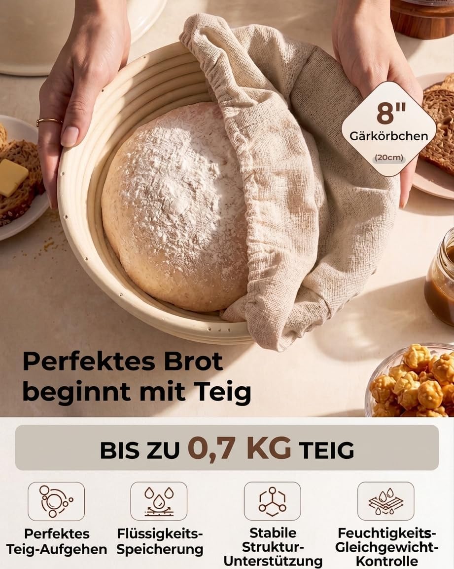 Emaillierter Gusseisen Brotbacktopf mit Sauerteig Starter-Set – 5QT (4,7L) runder Schmortopf mit gew