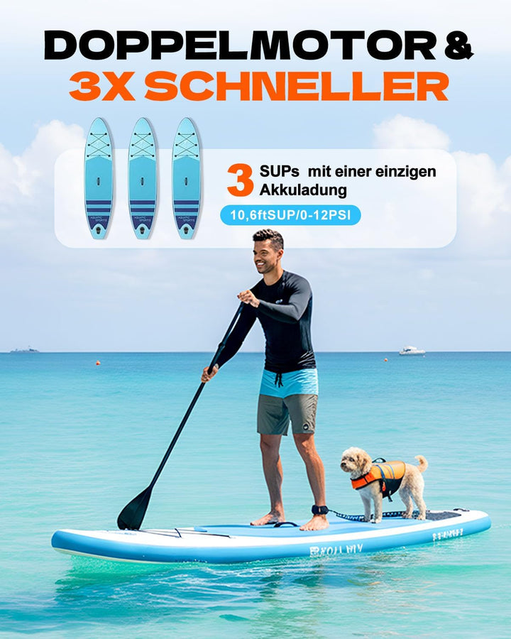 SUP Pumpe Elektrisch,Wiederaufladbar,Stand Up Paddle Pumpe Elektrisch mit Auto-Stopp,Sup Kompressor