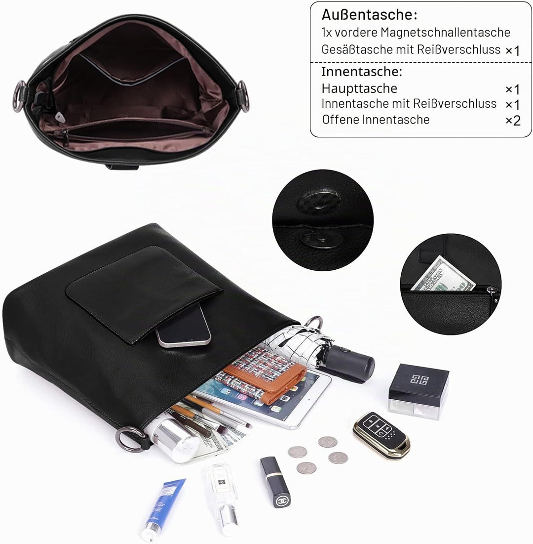 HAWEE Damen Handtasche Kunstleder Grosse Schultertasche Shopper Umhängetasche Frauen Elegante Henkel