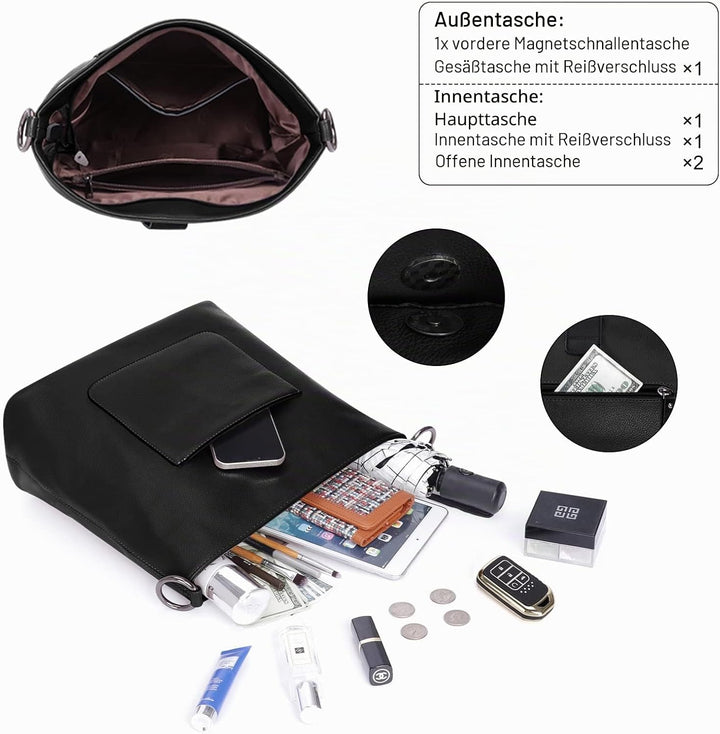 HAWEE Damen Handtasche Kunstleder Grosse Schultertasche Shopper Umhängetasche Frauen Elegante Henkel