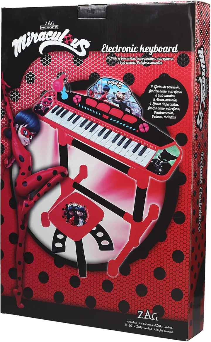 Reig 2686 Miraculous: Tales of Ladybug & Cat Noir Keyboard auf Ständer mit Stuhl