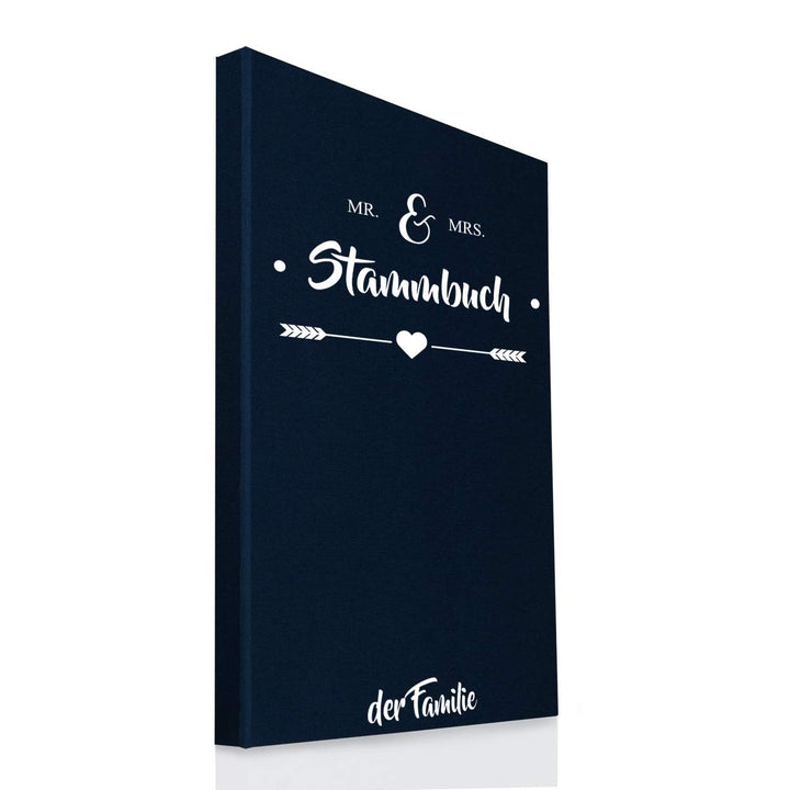 Hochzeitideal Stammbuch der Familie DIN A4 'Mr & Mrs' Leinen (dunkelblau), Dunkelblau