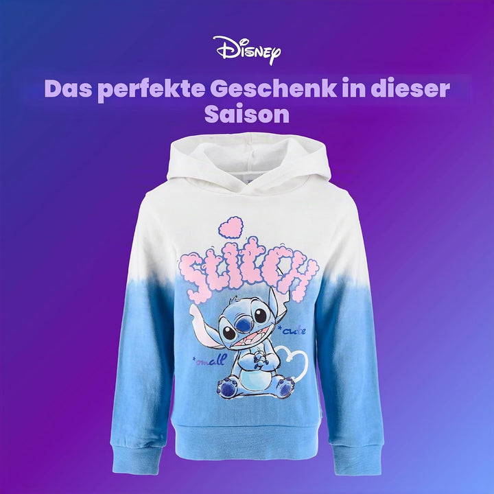 Disney Stitch Mädchen Kapuzenpullover, Sweatshirt für Kinder, Grössen 3 bis 8 Jahre 8 Jahre Blau, 8