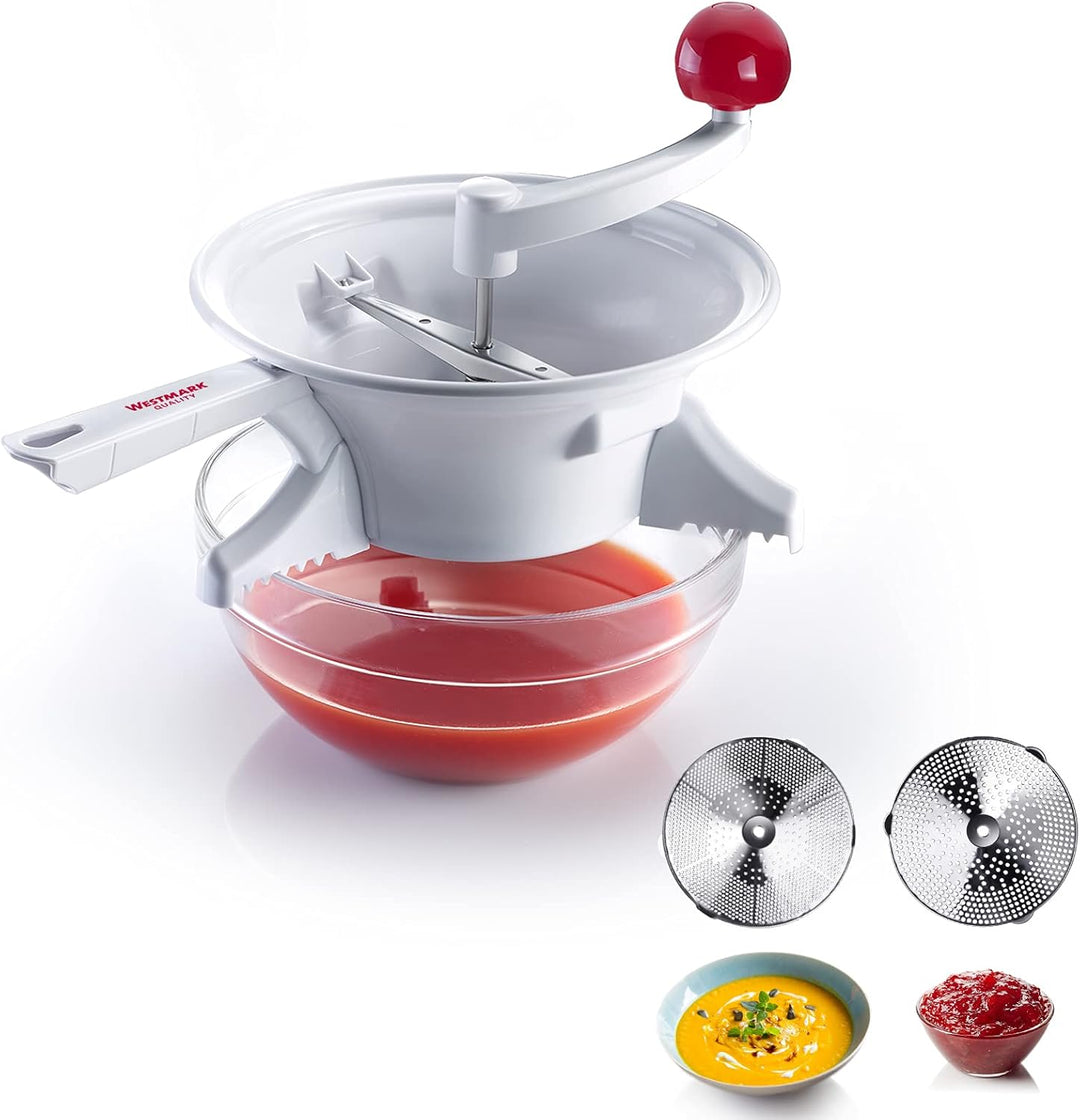 Westmark Einkoch-Set, 1 Passiermaschine/Passe-vite mit 2 Lochscheiben + 1 Einmach-/Marmeladen-Tricht