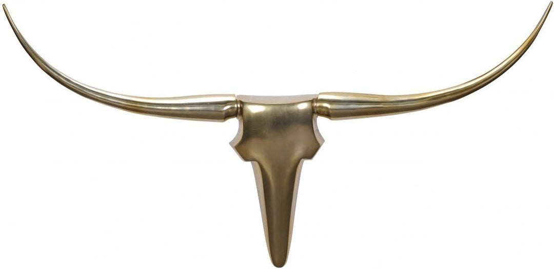 FineBuy Wanddekoration Geweih Bull L 125 cm Aluminium golden