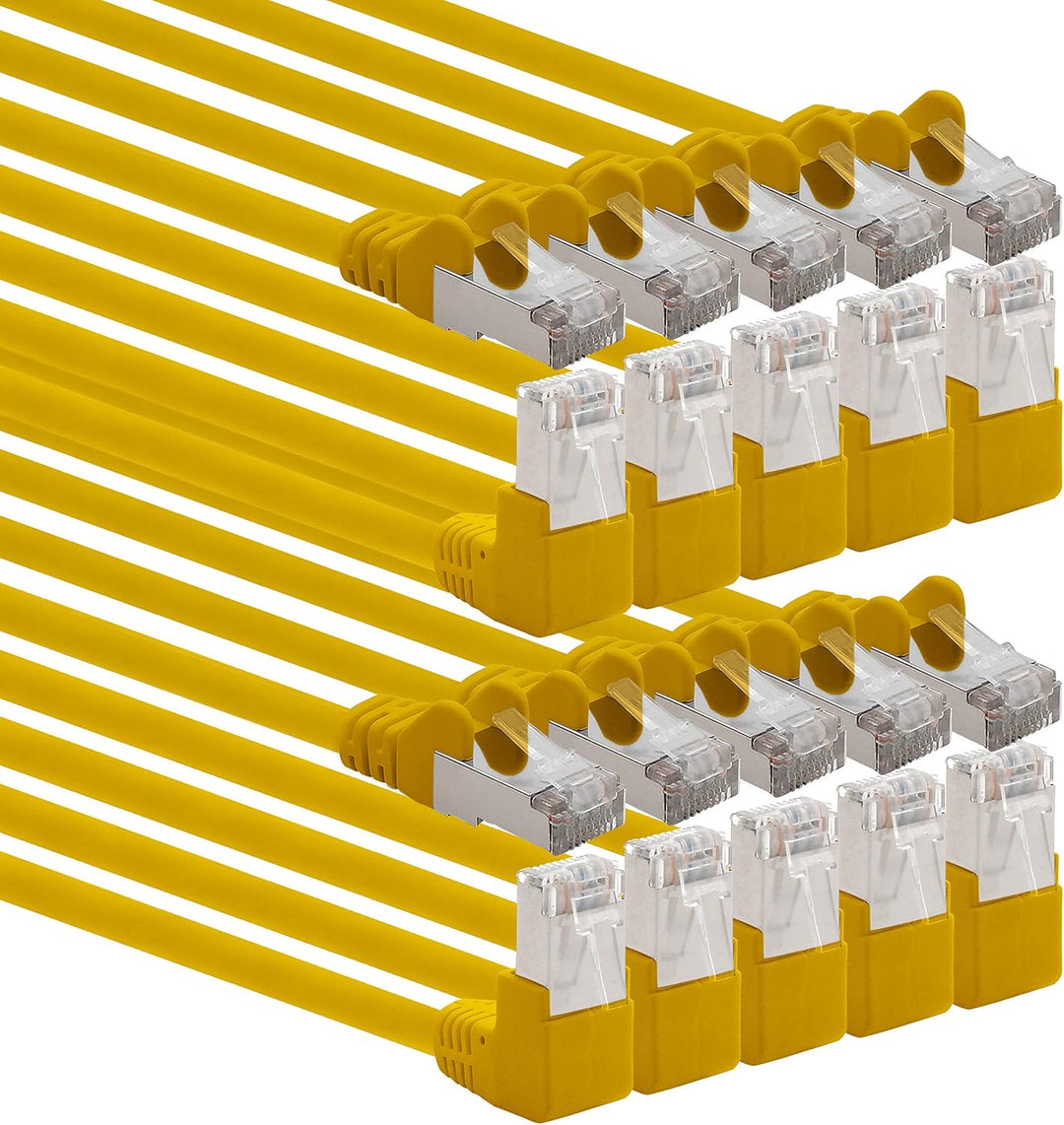 1aTTack.de 366226 Cat.6 Netzwerkkabel Winkel 90 Grad 5m - gelb - 10 Stück - Cat6 Patchkabel (SFTP PI