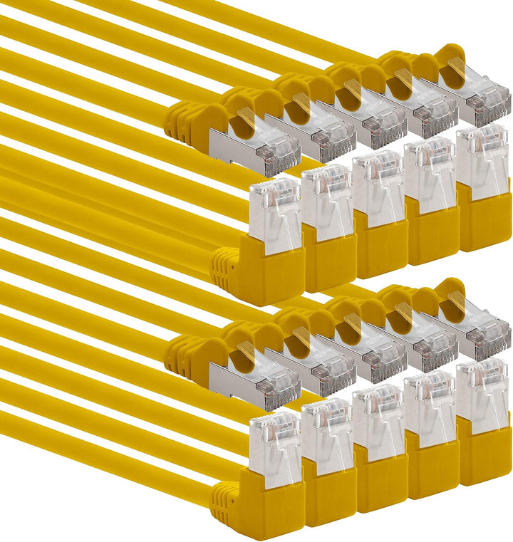 1aTTack.de 366271 Cat.6 Netzwerkkabel Winkel 90 Grad 10m - gelb - 10 Stück - Cat6 Patchkabel (SFTP P