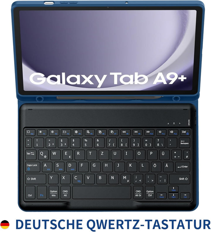 EasyAcc Tastatur Hülle Kompatibel mitSamsung Galaxy Tab А9 Plus 2023 11 Zoll mit Schutzfolie, [QWERT