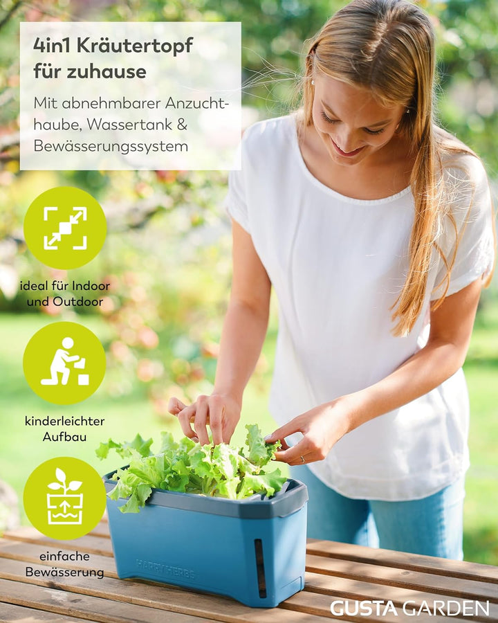 Harry Herbs - 4 in 1 Kräutertopf - Anzucht - Microgreens - Hydroponik - integriertes Wasserreservoir