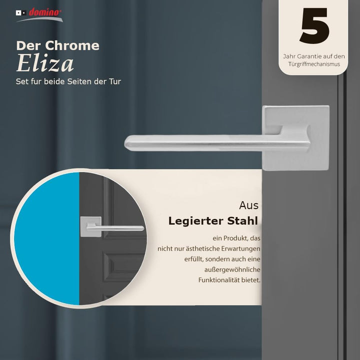 domino Türgriff ohne Schlossrosette | quadratische Rosette | Türklinke für Zimmertür, Bürotür | Türb