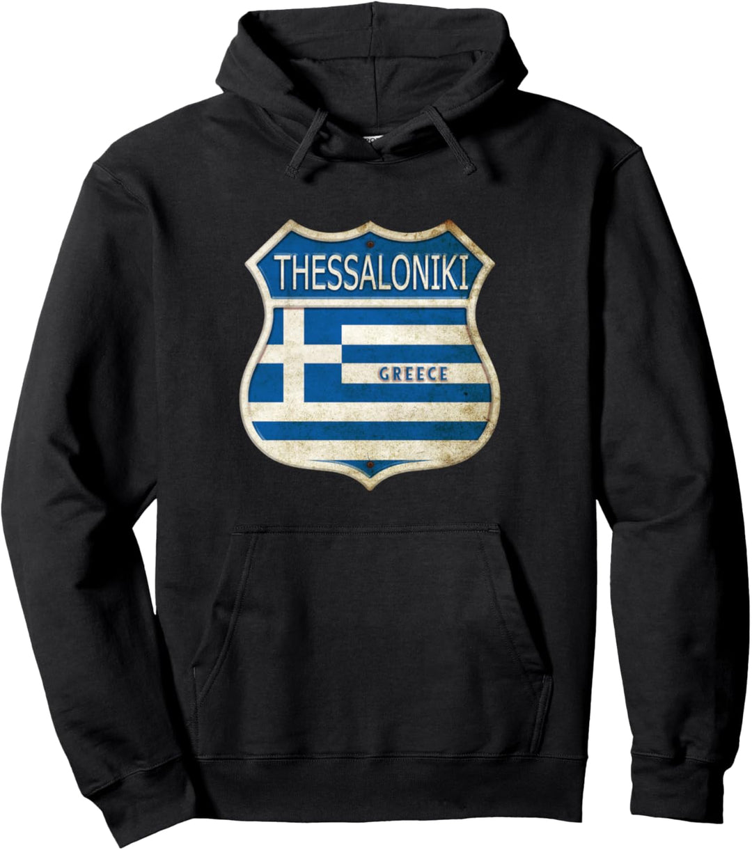 Thessaloniki Griechenland Wappen Flaggen Stadt Design Pullover Hoodie