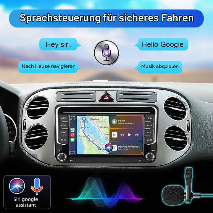 Android Autoradio mit Navi Bildschirm für VW Golf 5 6 Seat Passat, 8-Core 4GB+64GB Wireless Android