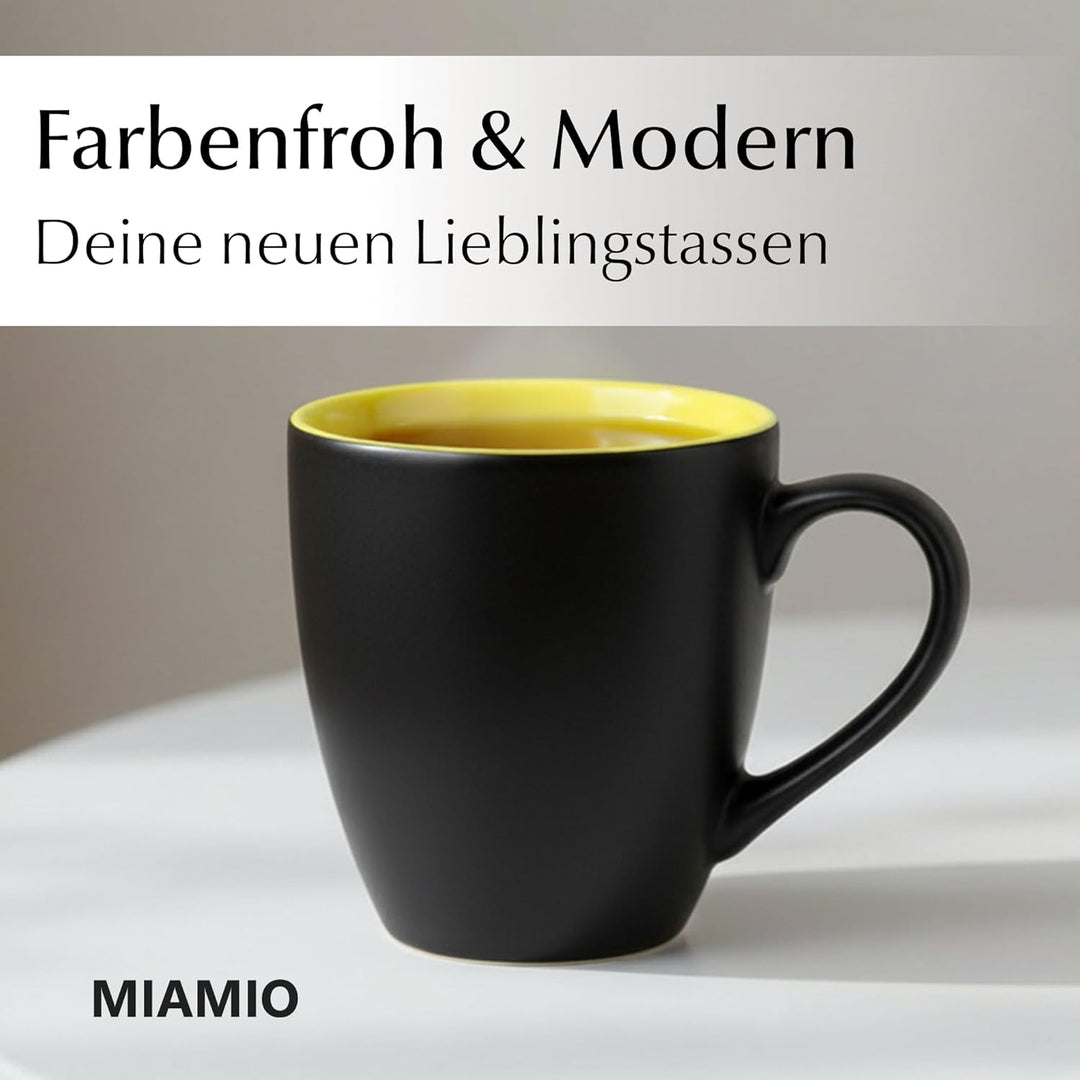 MIAMIO - 6 x 350 ml Kaffeetassen/Kaffeebecher Set - Tassen Set 6er Modern - Le Papillon Kollektion B