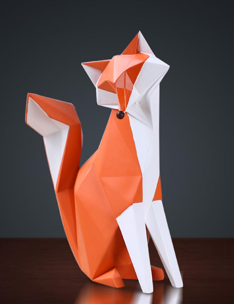 Amoy-Art Fuch Figuren Deko Fox Skulptur Statue Modern Arts Wohnzimmer Kunst Polyresin Geschenk 20cm