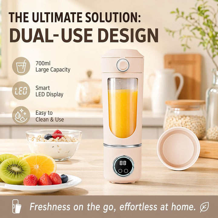 Tragbarer Mixer, 700ml Smoothie Maker to Go, 12-Blatt Portable Blender, Fresh Juice Mixer Flasche, U