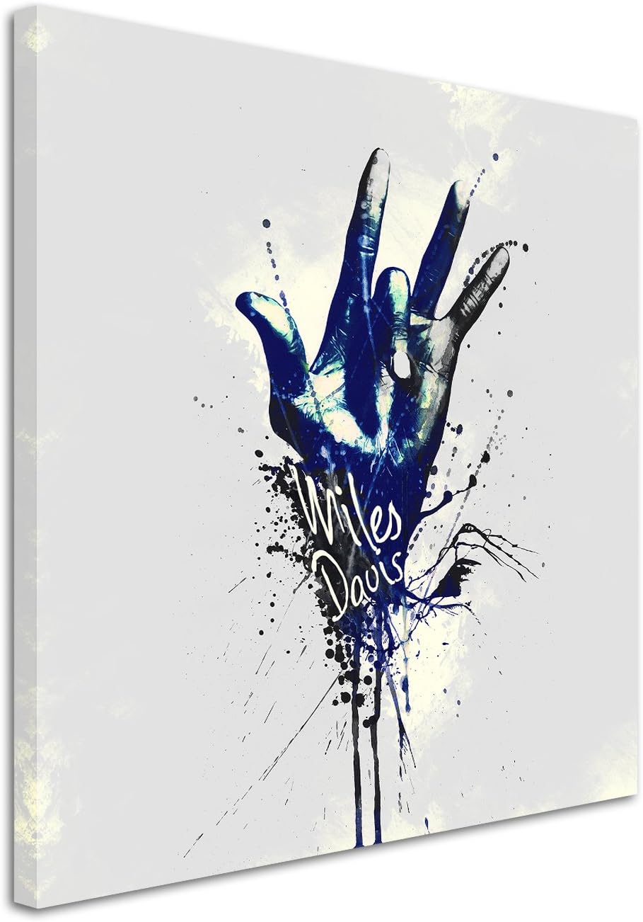 Paul Sinus Art Miles Davis Hand 60x60cm Keilrahmenbild Kunstbild Aquarell Art Wandbild auf Leinwand