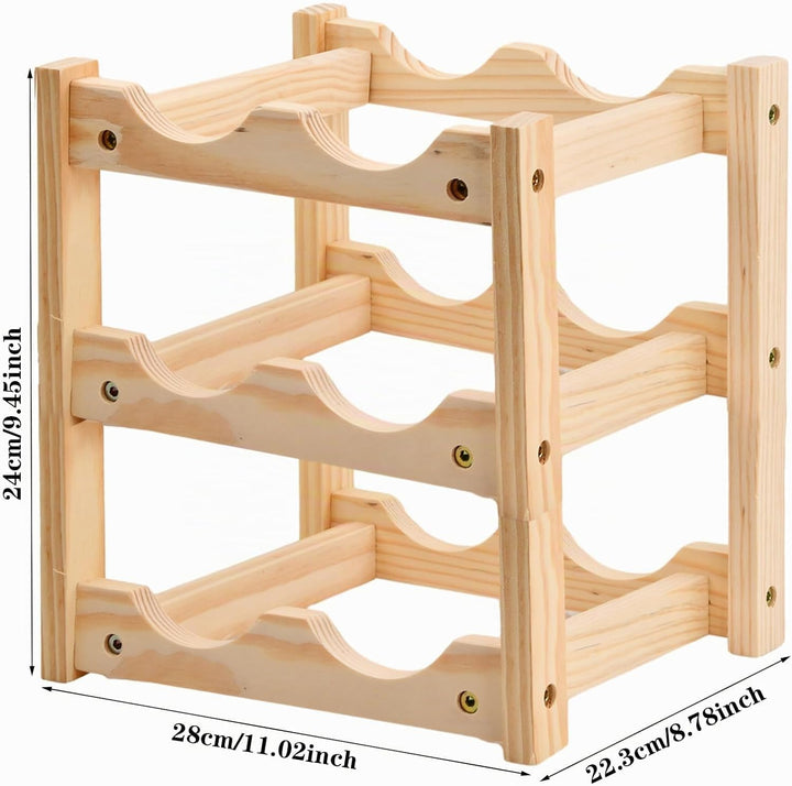 Holz Weinregal, 3 Etagen 6 Flaschen Wein Flaschenregal Aufbewahrungy Halter, Wein Flaschenhalter, We