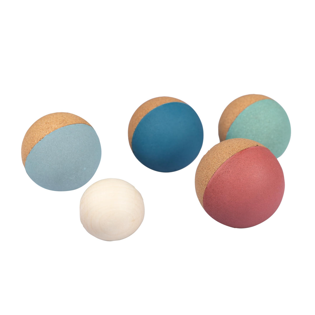 Korko Boccia Set Super Champions - Natürlicher Outdoor-Spielspass mit Korkbällen - Fami-lienfreundli