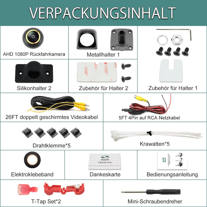 AHD 1080P Rückfahrkamera Funktioniert Nur mit Monitoren und Radio, die das AHD 1080P Videosignal Unt