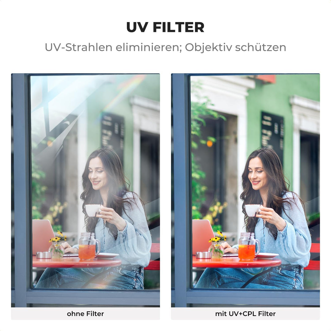 K&F Concept Filterset K-Serie Polfilter CPL Filter + MCUV Filter, Zirkularer Polarisationsfilter & U