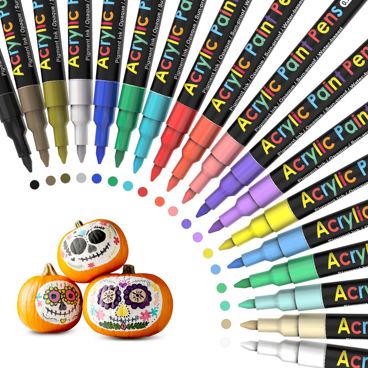 APOGO Acrylstifte für Steine Wasserfest Steine zum Bemalen, 18 Farben 0.7mm Acrylstifte Set für Weih
