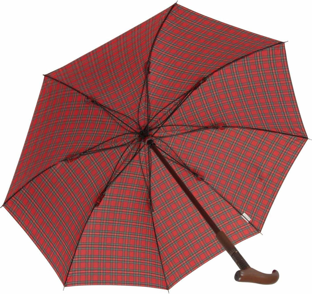 iX-brella Stützschirm höhenverstellbar mit Holzgriff - Karo rot klein, Karo Rot Klein