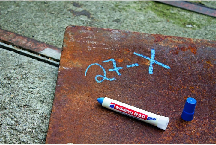 edding 950 Industrie Pastenmarker - blau - 10 Stifte - Rundspitze 10 mm - Marker zum Beschriften von