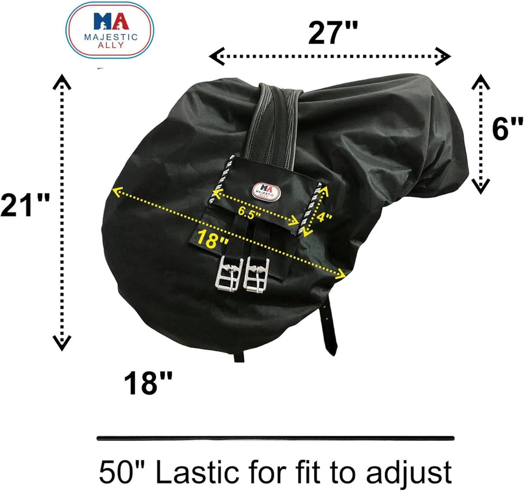 Majestic Ally Sattelbezug aus Nylon, wasserdicht, mit Fleece gefüttert, verschiedene Farben (schwarz