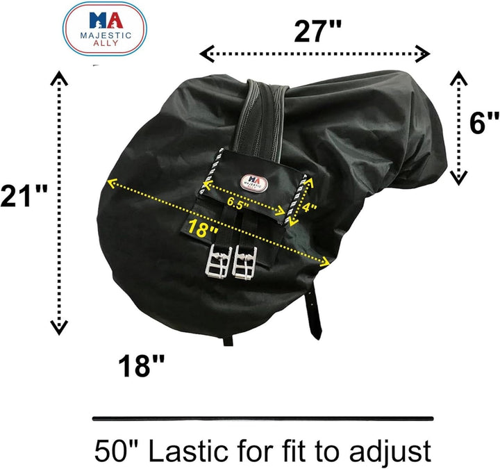 Majestic Ally Sattelbezug aus Nylon, wasserdicht, mit Fleece gefüttert, verschiedene Farben (schwarz