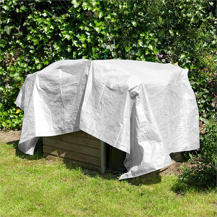 Zill Gewebeplane 6 x 10 m weiss 280 g/m² PE - Holzabdeckplane Schutzplane Gewebe Holz Plane mit Ösen