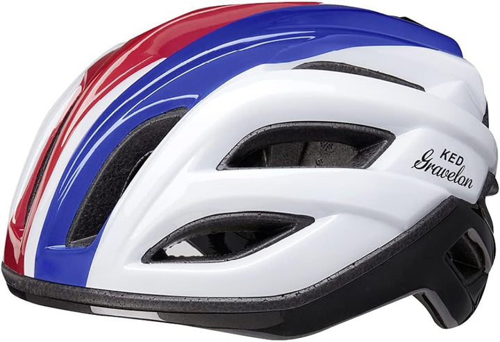 KED Gravelon Tricolore Fahrrad Helm weiss/rot/blau 2022 L (58-61cm), L (58-61cm)