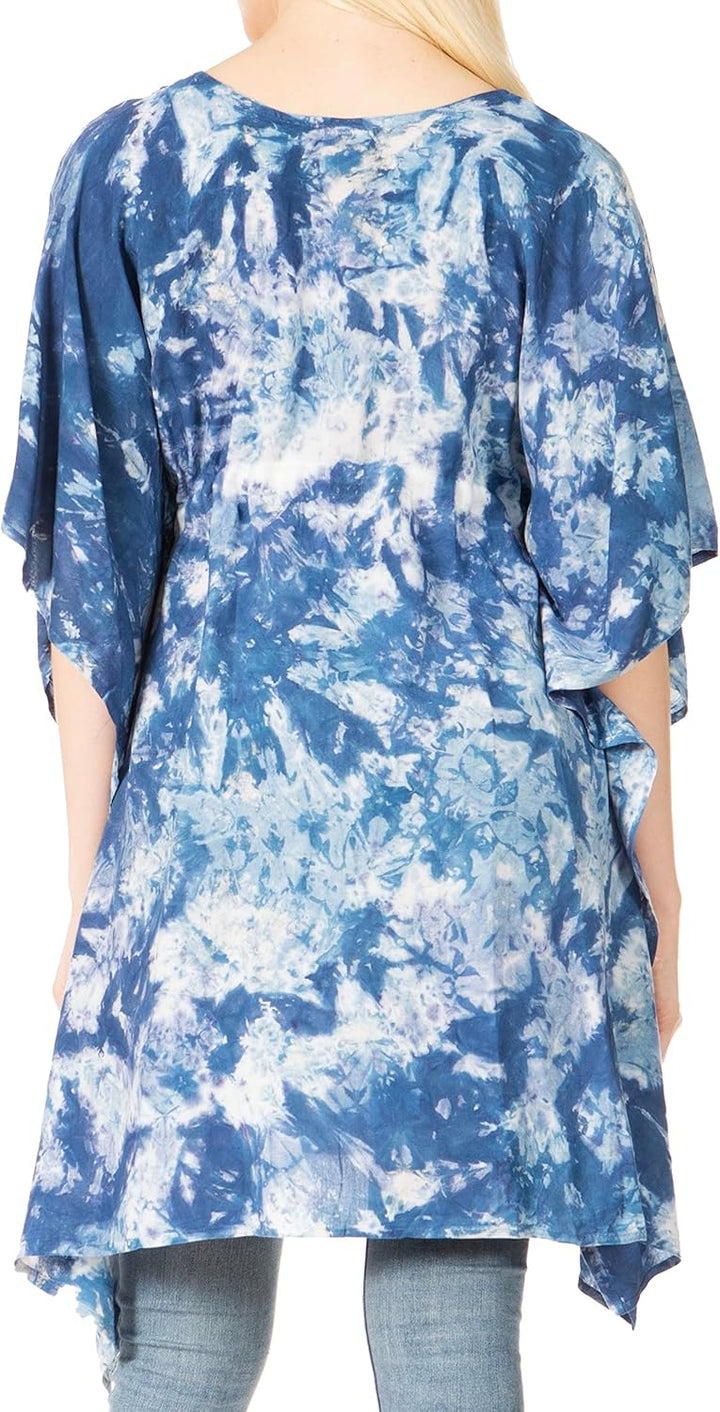 Sakkas Marcy Damen Kaftan Top Tunika Kleid V-Ausschnitt Lose Sommer Boho Swing Coverup Einheitsgröss